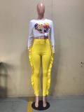 Fungus candy color casual trousers D8444
