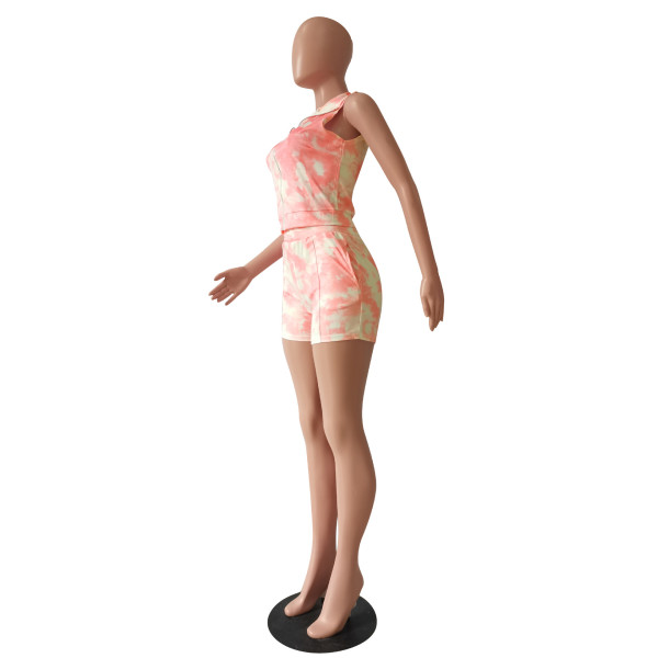 Printed tie-dye cardigan sexy nightclub wear casual sports suit CM2127