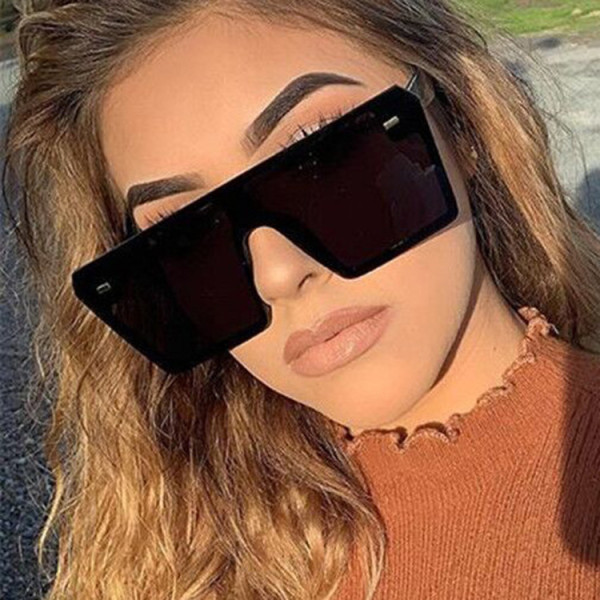 Large frame square rice nail one-piece sunglasses KD18038