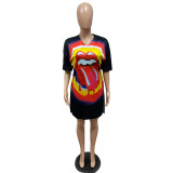 Fashion casual positioning printing two-piece suit GH018