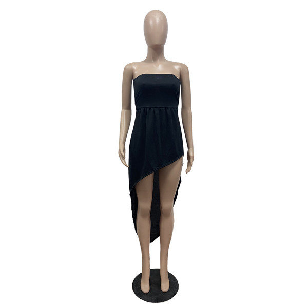 Fashion sexy tube top loose solid color dress GH041