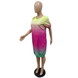 Gradient dress bubble skirt plus size big T-shirt lantern skirt GH031