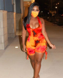 Halter neck tie-dye print cutout jumpsuit CM727