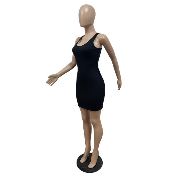 Camisole deep V-neck dress, pit striped cloth, slim sexy short skirt GH047