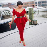Fashion ruffled air layer business wear uniform casual suit women CM2126