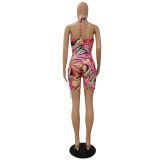 Tie-dye cutout digital print jumpsuit CM2131