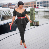 Fashion ruffled air layer business wear uniform casual suit women CM2126