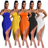 Fashion sexy tube top loose solid color dress GH041