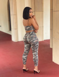 Camouflage printed camisole two-piece casual suit FM2017