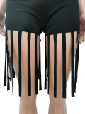 Summer solid color tassel slim sports and leisure suit CM2132
