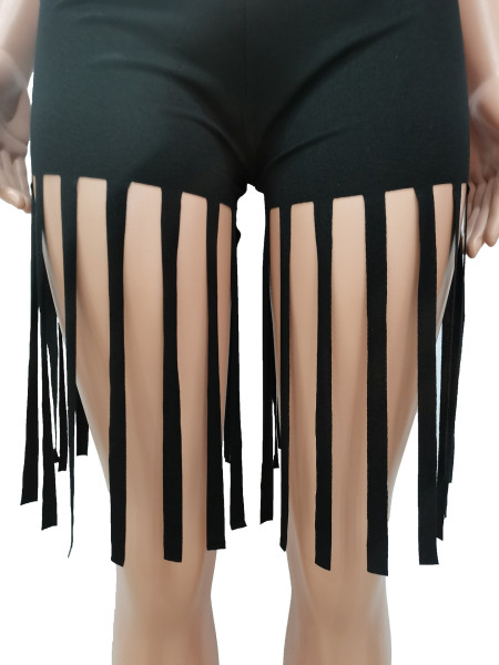 Summer solid color tassel slim sports and leisure suit CM2132