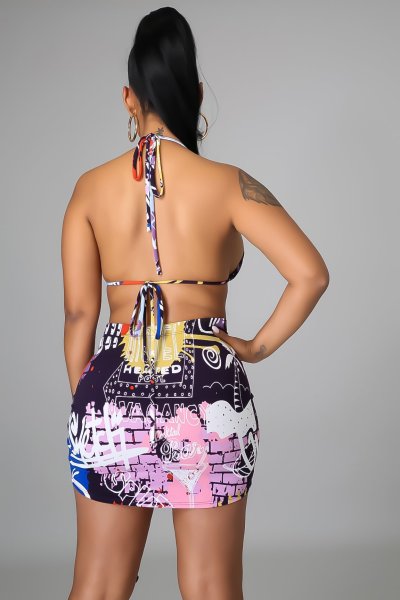 Fashion personality printing four-piece set LS6442