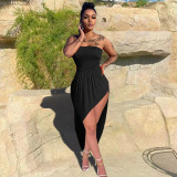 Fashion sexy tube top loose solid color dress GH041