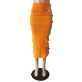 Fashion sexy hollow knot stitching one-step skirt CM2138