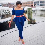 Fashion Ruffled Air Layer One-line Collar Professional Uniform Casual Wear CM2130