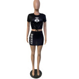 Spades Q Poker Two-Piece QUEEN Skirt Set GH024