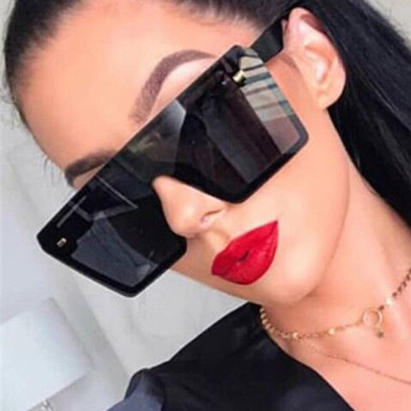 Large frame square rice nail one-piece sunglasses KD18038