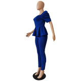 Fashion Ruffled Air Layer One-line Collar Professional Uniform Casual Wear CM2130