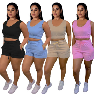 Pure color vest sports suit Sports and leisure suit Casual Womens clothing CM2133