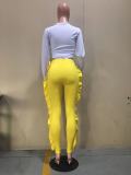 Fungus candy color casual trousers D8444