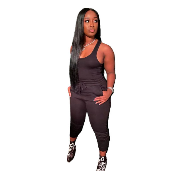 Sexy vest and trousers belt tether two-piece suit WDS210202
