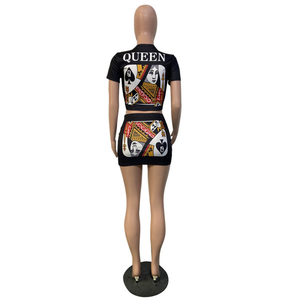 Spades Q Poker Two-Piece QUEEN Skirt Set GH024