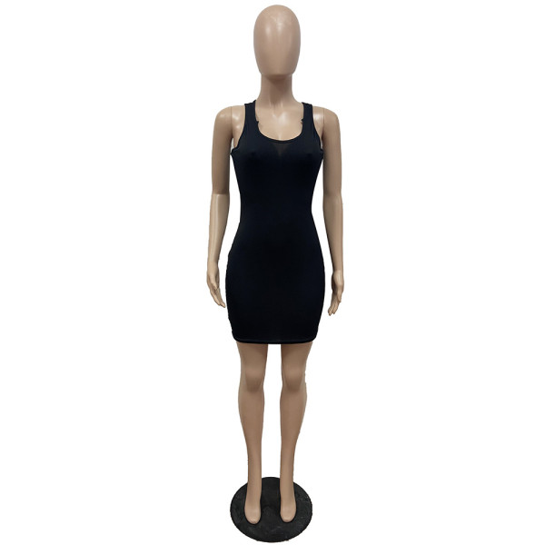 Camisole deep V-neck dress, pit striped cloth, slim sexy short skirt GH047