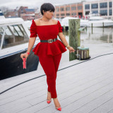 Fashion Ruffled Air Layer One-line Collar Professional Uniform Casual Wear CM2130