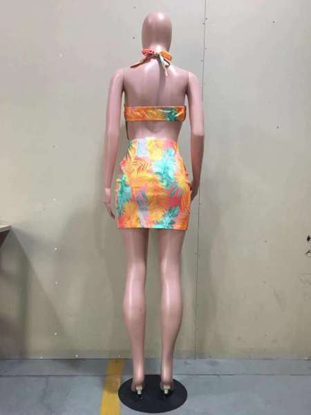 Swimsuit colorful print dress D8448