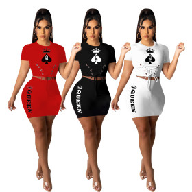 Spades Q Poker Two-Piece QUEEN Skirt Set GH024