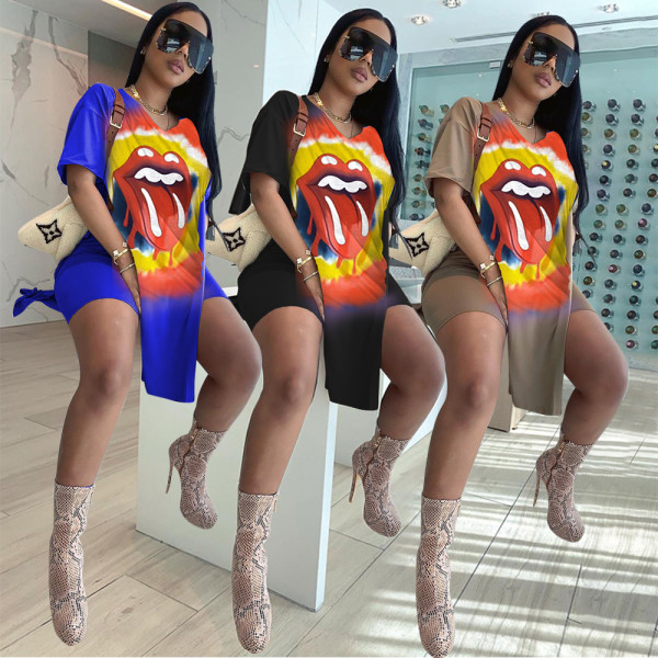 Fashion casual positioning printing two-piece suit GH018