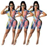 Summer print jumpsuit GH027