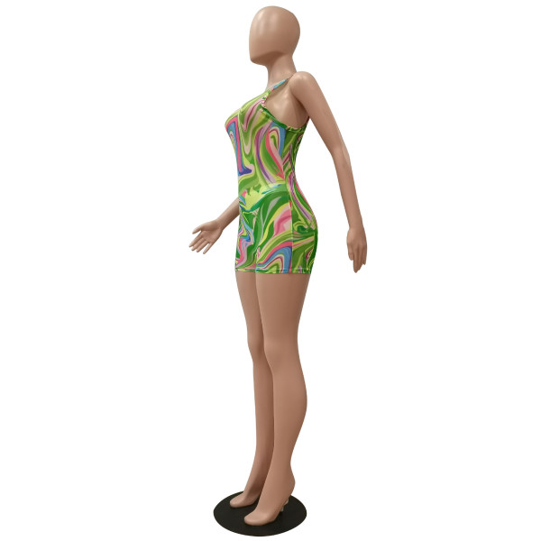 Fashion print casual slim fit jumpsuit one-piece print CM2137