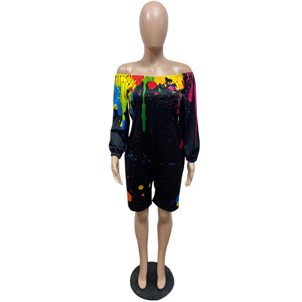Fashion sexy loose womens splashed ink jumpsuit GH040