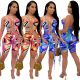 Tie-dye cutout digital print jumpsuit CM2131