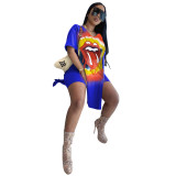 Fashion casual positioning printing two-piece suit GH018