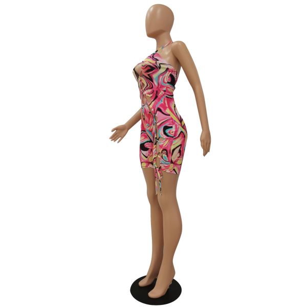 Tie-dye cutout digital print jumpsuit CM2131