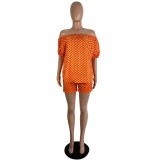 Fashion print wrapped chest + shorts two-piece suit LS6446