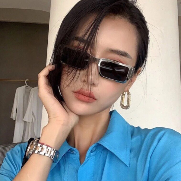 Steel leather and metal square sunglasses KD65161