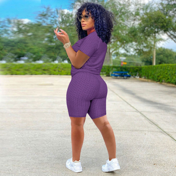 Fashion Womens bubble jacquard pineapple cloth embroidery yoga sports and leisure suit CM2122