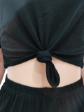 Summer solid color tassel slim sports and leisure suit CM2132