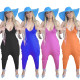 Loose solid color suspenders casual baggy pants jumpsuit CM2136