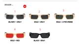 Steel leather and metal square sunglasses KD65161