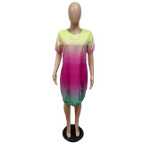 Gradient dress bubble skirt plus size big T-shirt lantern skirt GH031