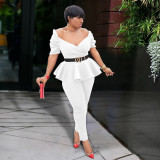 Fashion ruffled air layer business wear uniform casual suit women CM2126