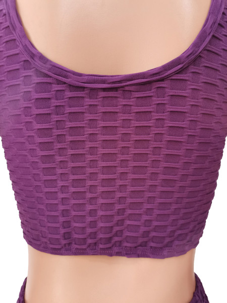Fashion bubble jacquard pineapple cloth yoga sports and leisure suit CM2125