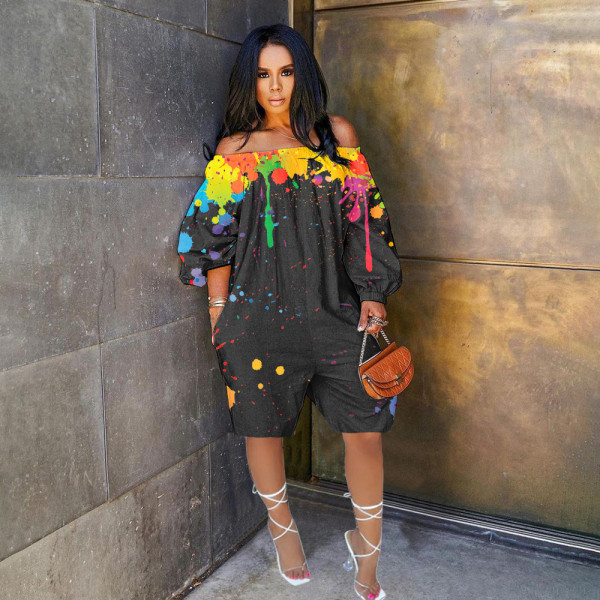 Fashion sexy loose womens splashed ink jumpsuit GH040