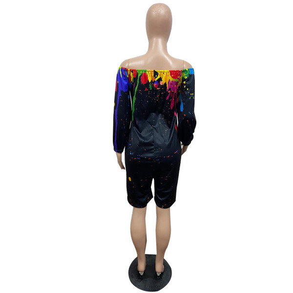 Fashion sexy loose womens splashed ink jumpsuit GH040