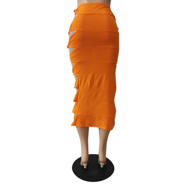 Fashion sexy hollow knot stitching one-step skirt CM2138