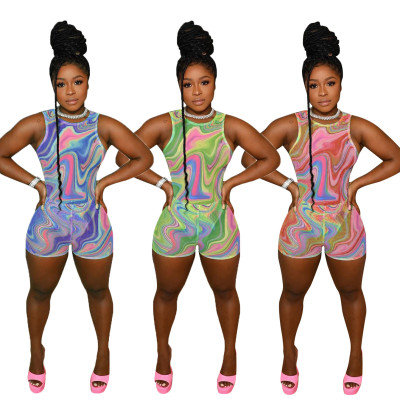 Fashion print casual slim fit jumpsuit one-piece print CM2137
